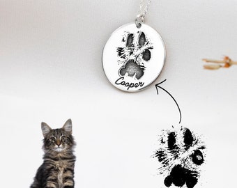 Actual Paw Nose Print Necklace | Personalized Pet Necklace | Picture Necklace | Cat Dog Paw Print Jewelry | Animal Lover Gifts