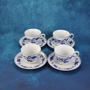 Vintage Porzellan, Kaffee Service, Zwiebelmuster, Echte Kobalt, Wellco Krefeld, Markenporzellan, Tassen und Untertassen, Spülmaschinenfest