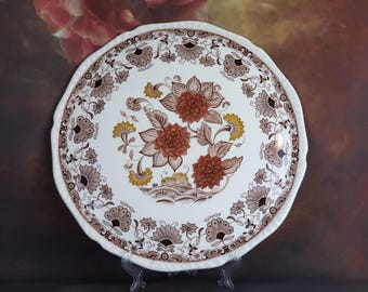 Tallrik, äkta engelsk järnsten, Adams, Cornwall, blommotiv, 1960-tal, engelsk keramik, vintageporslin, tårtfat
