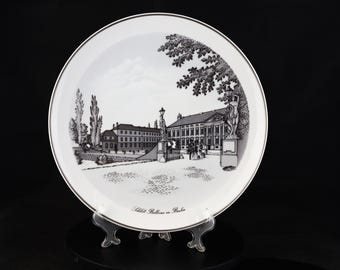 Vintage porcelain plate, KPM Berlin, German porcelain, Bellevue Palace in Berlin, royal porcelain plate, cobalt porcelain
