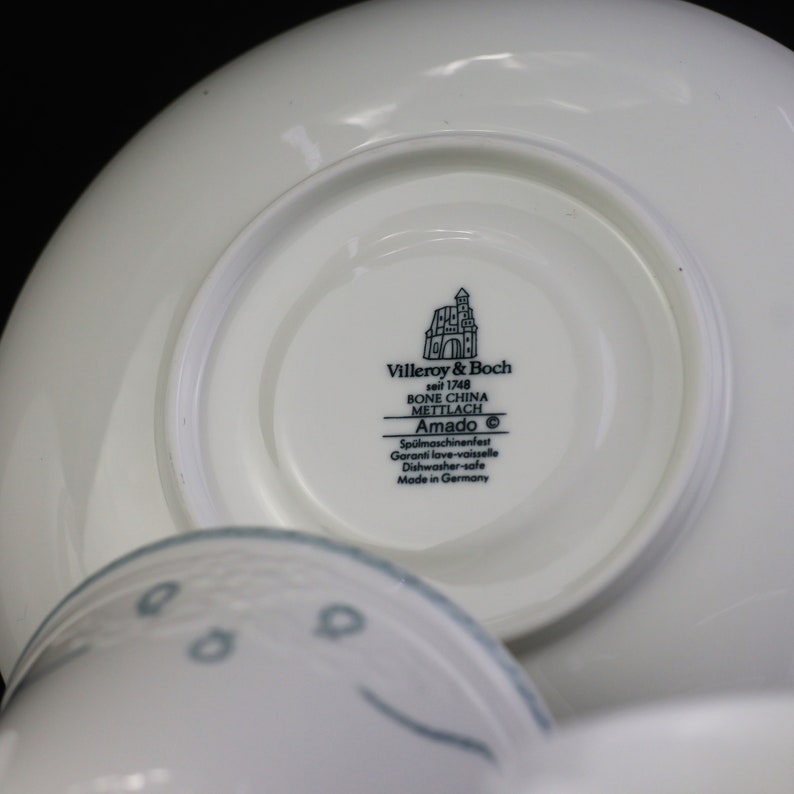 Villeroy Boch Amando Tea Service, 4 Vintage Bone China Cups & Saucers