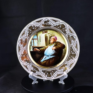 Retro Dresden Porzellan, Teller von Anton Richter , Antikes Sammlerstück , Kunstkeramik ,  Deutsche Porzellan, 1900-ge Jahren