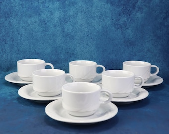 Vintage porcelain coffee service, cups and saucers, Eschenbach porcelain, Bavaria, Made in Germany, 12 pieces