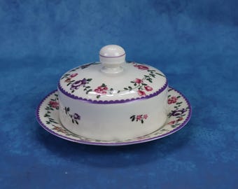 Porcelain butter dish, floral motif, vintage porcelain, Eschenbach, Bavaria, ivory porcelain, Salzburg, Germany