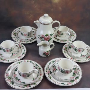 Vintage Villeroy & Boch Kaffeeservice Old Luxembourg, Porzellan-Tee set mit Kännchen, Tassen, Untertassen, Tellern