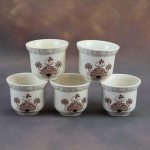 Vintage porcelain egg cups, set of 5, porcelain England, Adams, Real English Irostone, Cornwall, fine collector's tableware from the 1960s