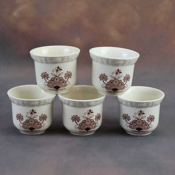 Vintage Porzellan, Eierbecher, Set von 5, Porzellan England, Adams, Real Englich Irostone, Corwall , Feines Sammlergeschirr der 1960er Jahre
