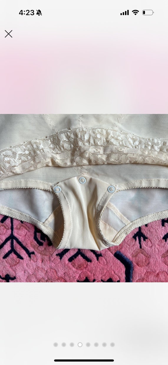 Vintage 50s cream lace bustier bodysuit lingerie … - image 4