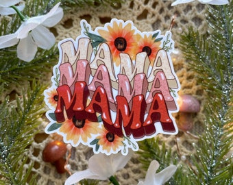 Sunflower Mama Vinyl Sticker, Mama Sticker, Sunflower Sticker, Vinyl Sticker, Floral Sticker