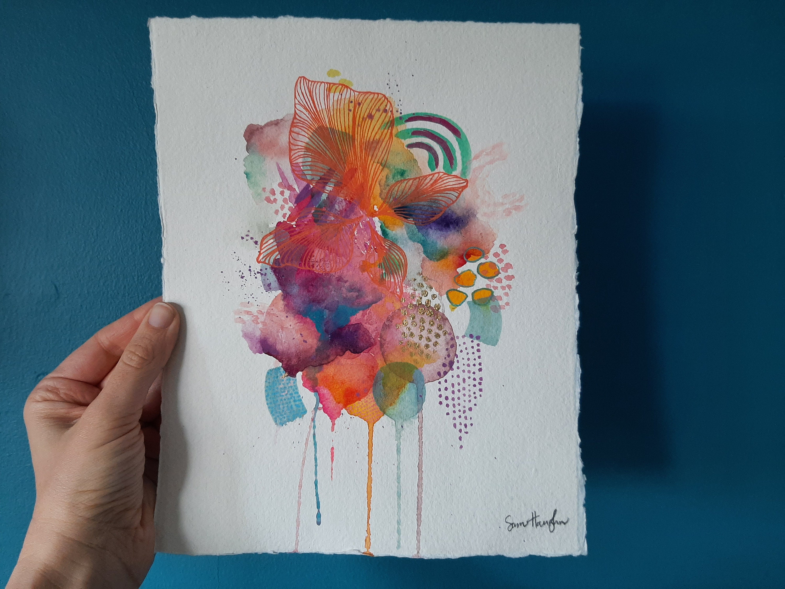 Original Abstract Watercolour Painting 8 X 10 20 X 25 Cm Small