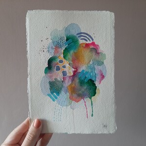 Dipinto originale ad acquerello / 21 x 15 cm / 6 x 8" / Piccola opera d'arte firmata su carta / Dipinto colorato