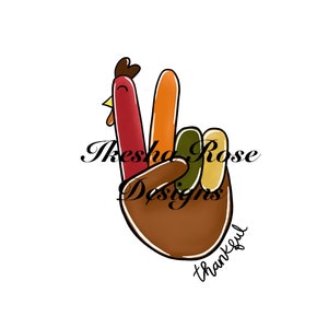 Thanksgiving turkey peace sign digital file download PNG, JPEG sublimation