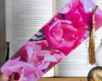 Pink Roses Bookmark | Spring Flower Photography | Floral Bookmark with Tassel