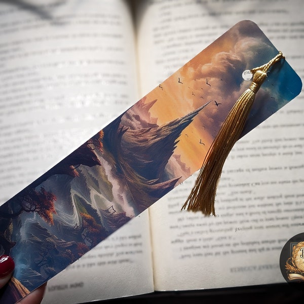 Fantasy Bookmark | LOTR Bookmark | The Lonely Mountain Bookmark | Hobbit Bookmark | Laminated Bookmark | Bookmark with Tassel