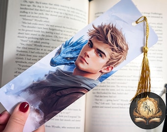 Marcapáginas de Eragon y Saphira / Ciclo de la Herencia / Marcapáginas plastificado de fantasía XL con borla
