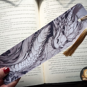 White Dragon Bookmark | Fantasy | DnD | Laminated with Tassel