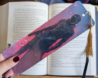 Cyberpunk Assassin Bookmark | Sci-Fi | laminated bookmark with tassel