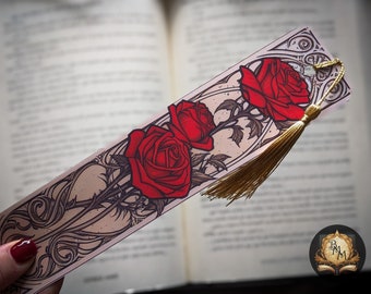 Fantasy Bookmark | ACOTAR Bookmark | Roses Bookmark | Laminated Bookmark | Bookmark with Tassel