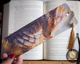 Andarna Gold Dragon Bookmark | Fourth Wing | laminated bookmark with tassel