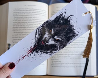 Wolf Bookmark | Animal | Timber Wolf | Fantasy | Laminated with Tassel