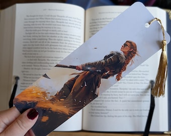Orka Skullsplitter Bookmark | Shadow of the Gods | Fantasy laminated bookmark with tassel