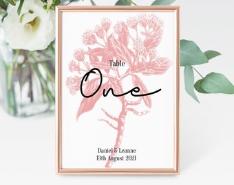 A5 Floral Wedding Table Decoration Sign, Fully Customisable