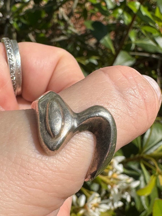 Sterling silver ring wave - Gem