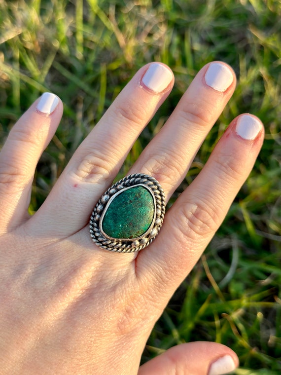 Large green turquoise ring