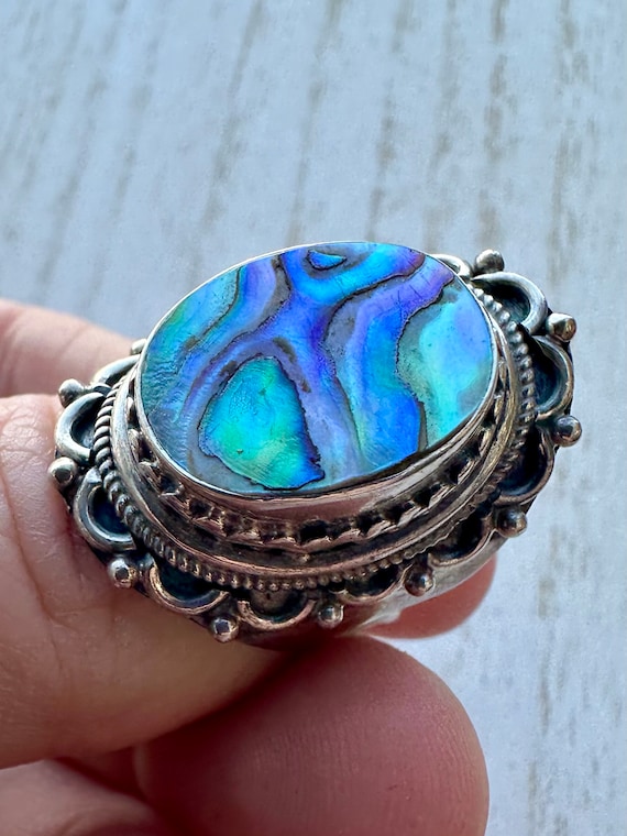 Abalone sterling silver ring