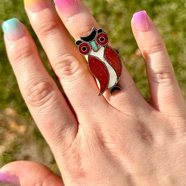 Owl Zuni inlay ring