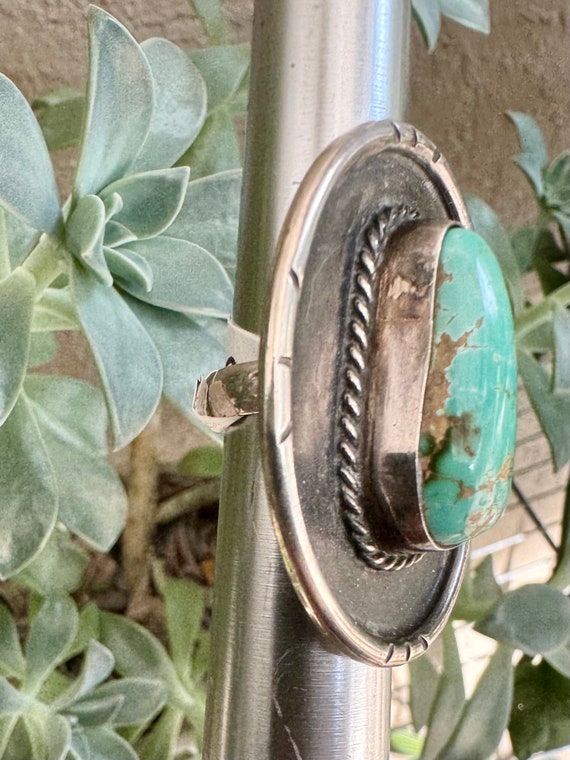 Large turquoise Sterling round ring - image 3