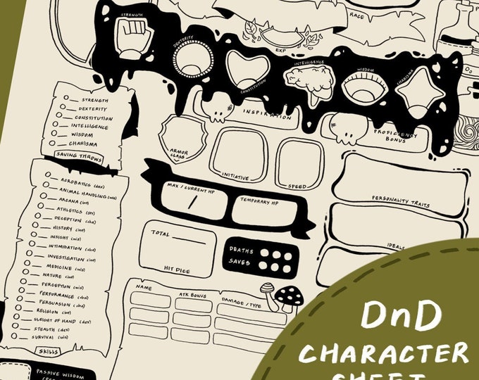 Dnd 5e Character Sheet PDF Download - Etsy