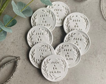 Handmade Personalised Clay Wedding Name Tag - Pack of 10