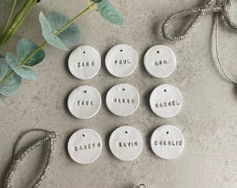 Handmade Personalised Clay Wedding Name Tag - Pack of 10