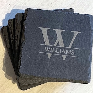 Monogram Wedding Coasters | Personalized Drink Coasters | Housewarming Gift | Anniversary Gift | Engraved Coasters | Wedding Shower Gift