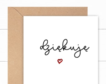 Dziękuję/Dzięki - Polish Thank you card A5 - can be personalised (pack of mini cards)