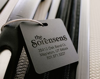1/4" Personalized Luggage Tag | Matte Black