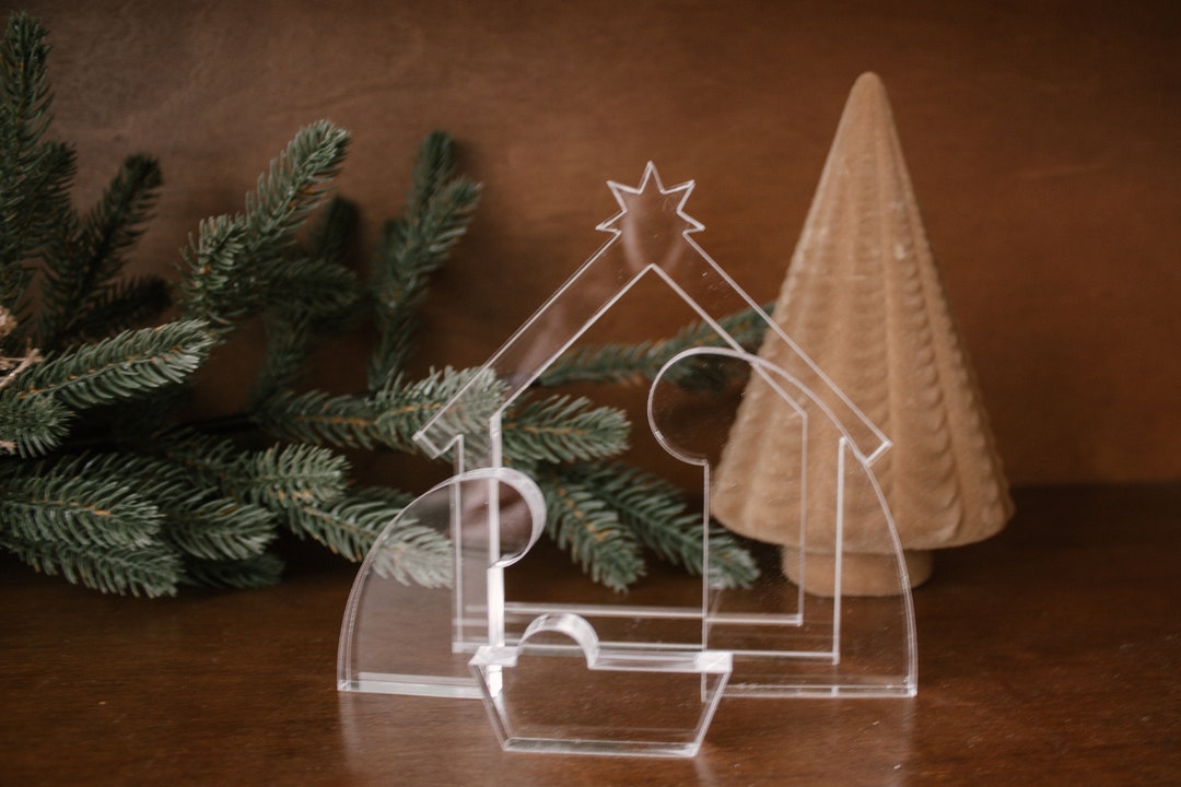 Clear Acrylic Christmas Nativity 4piece Set Etsy UK