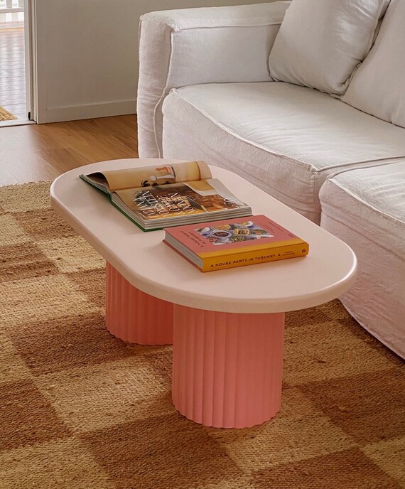 Oval Shaped Coffee Table With Chunky Fluted Legs Etsy UK