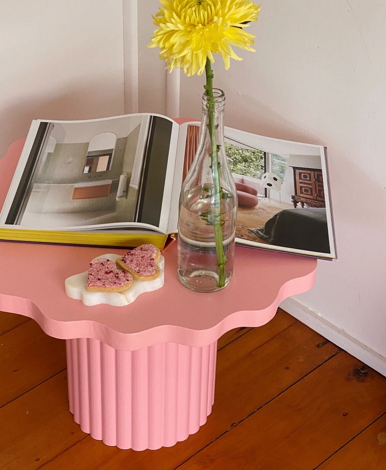 Wavy Buttercup Shaped Side Table/bed Side Table Etsy