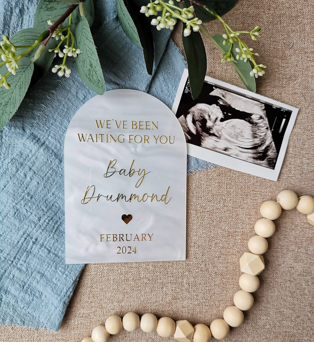 Pearl Pregnancy Announcement Acrylic Pregnancy Reveal Social Etsy
