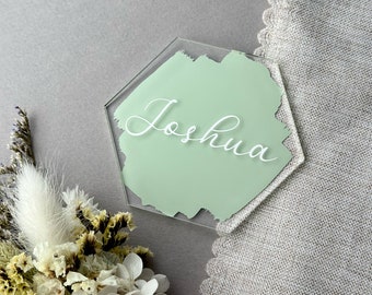 Acrylic Wedding Place Names Name Settings Place Settings Hexagon Name Tag Table Decor Acrylic Place Card Birthday Party Gift Wedding Favour