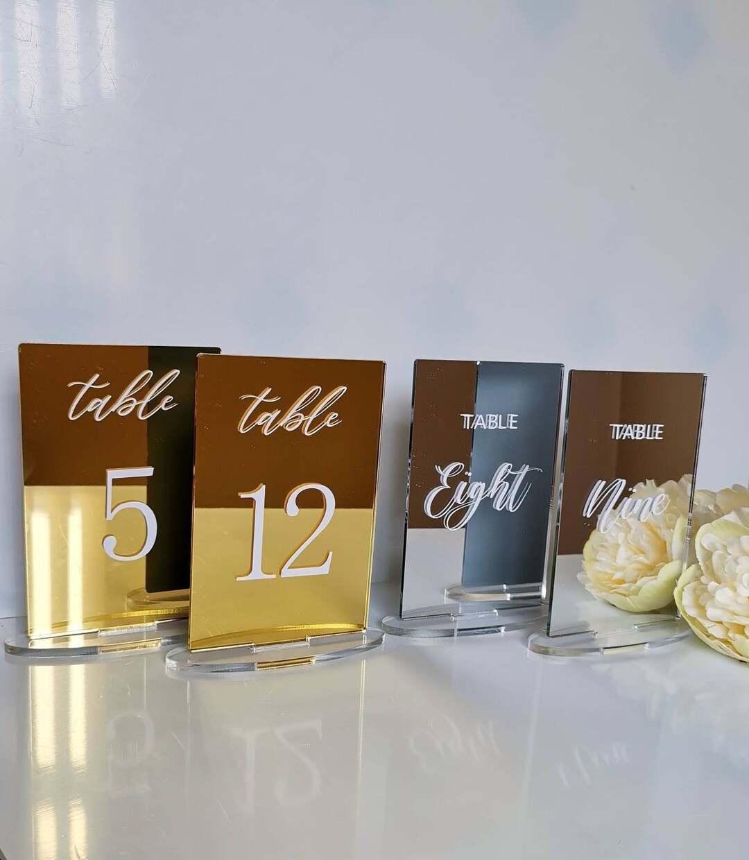 Wedding Gold Silver Mirror Table Number Acrylic Rectangle Table Numbers