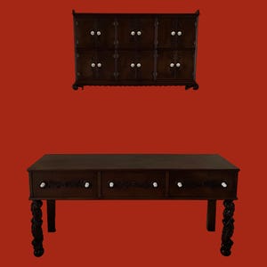 Zeldzame antieke consoletafel met bijpassende consolekast