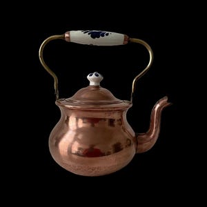 Antique Hammered Copper Tea Kettle, Holland
