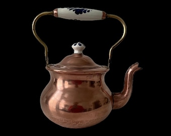 Antique Hammered Copper Tea Kettle, Holland