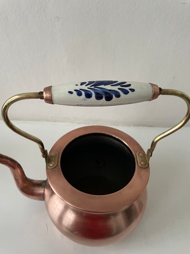 Antique Hammered Copper Tea Kettle Holland Etsy