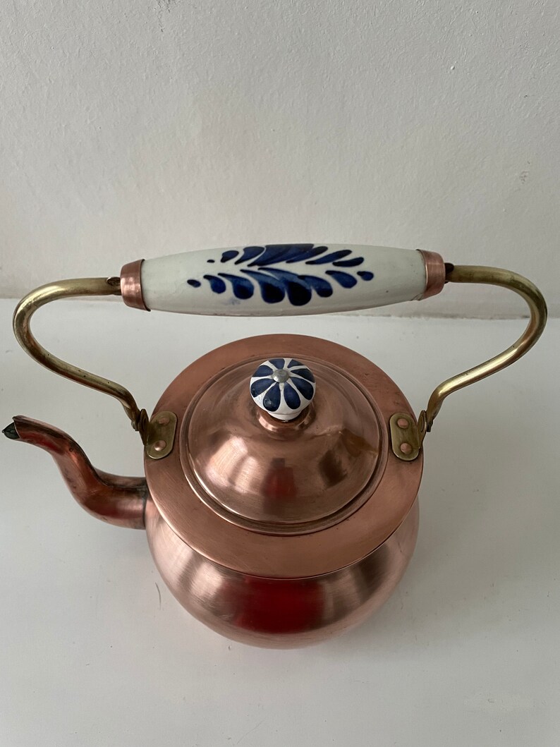 Antique Hammered Copper Tea Kettle Holland Etsy