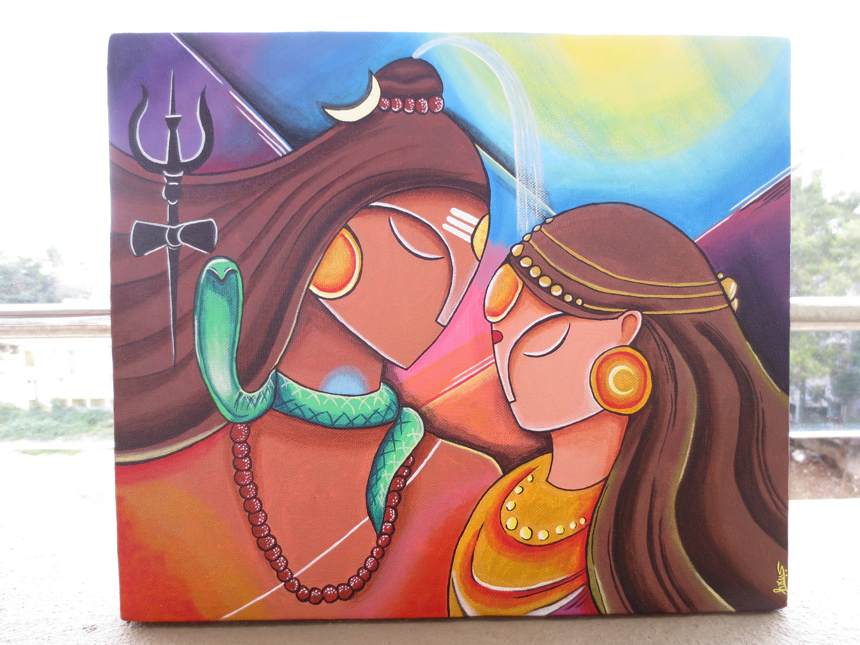 Handmade Acrylic Abstract Art Shiva Parvati Painting on - Etsy Handmade Acrylic Abstract Art Shiva Parvati Painting on - Etsy