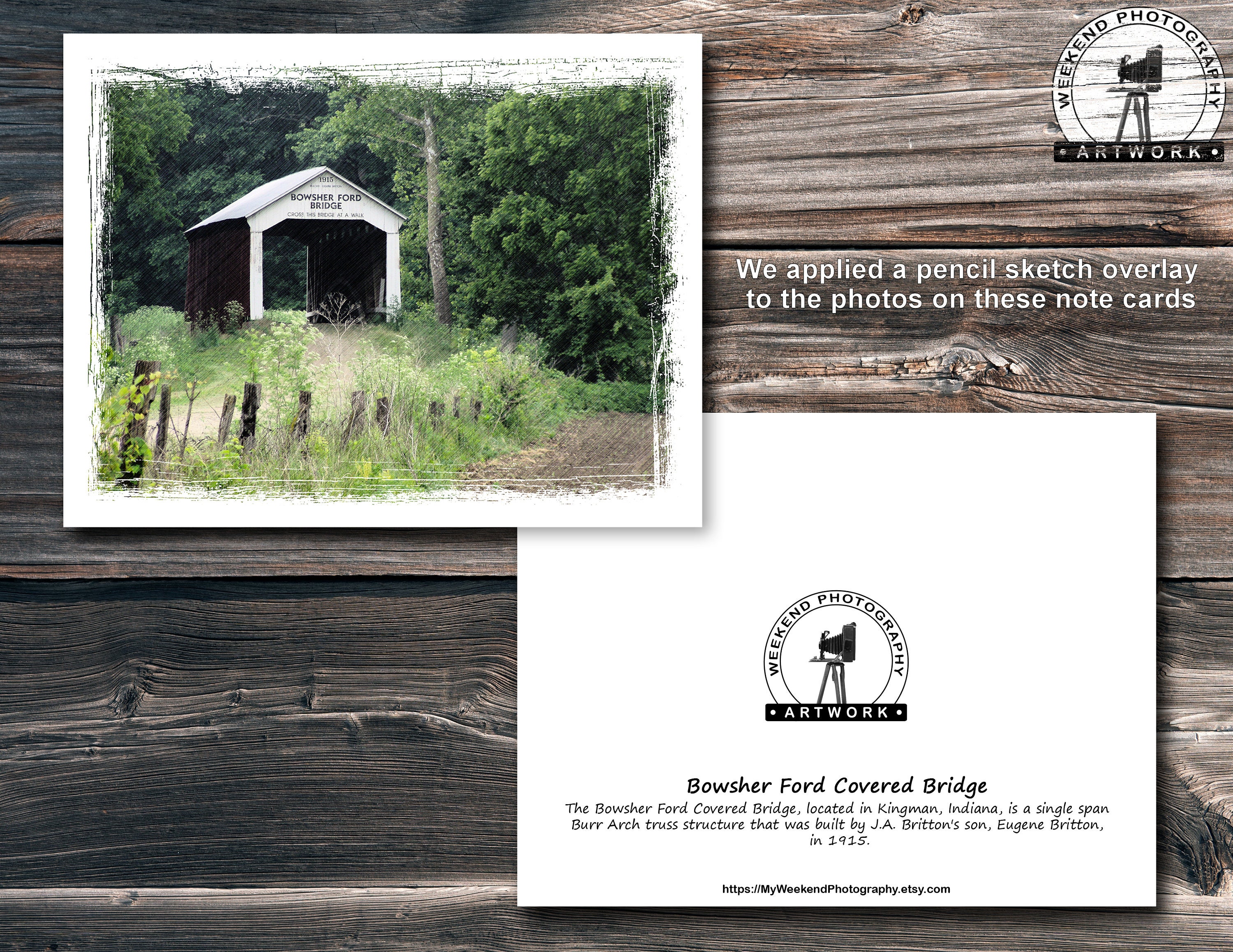 Covered Bridge Note Card Set, Envelopes Included, Covered Bridges, Note